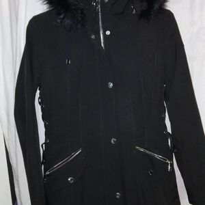 Guess Women's Black Ski Jacket with Fur Trim
